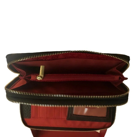 Enzo ANGIOLINI Women's Fabric Floral Flowers Black & Red Zip Around Wallet NIB - Picture 4 of 7